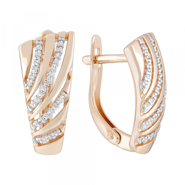 Золотые серьги с фианитами № 122218