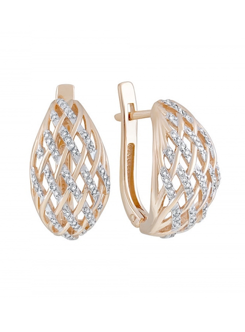 Золотые серьги с фианитами № 126107