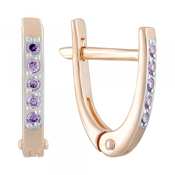 Золотые серьги с фианитом № 124705