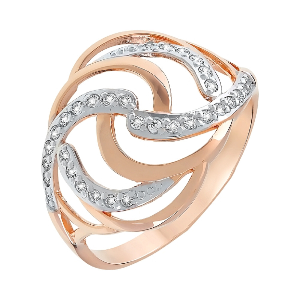 Золотое кольцо с фианитами № 112322