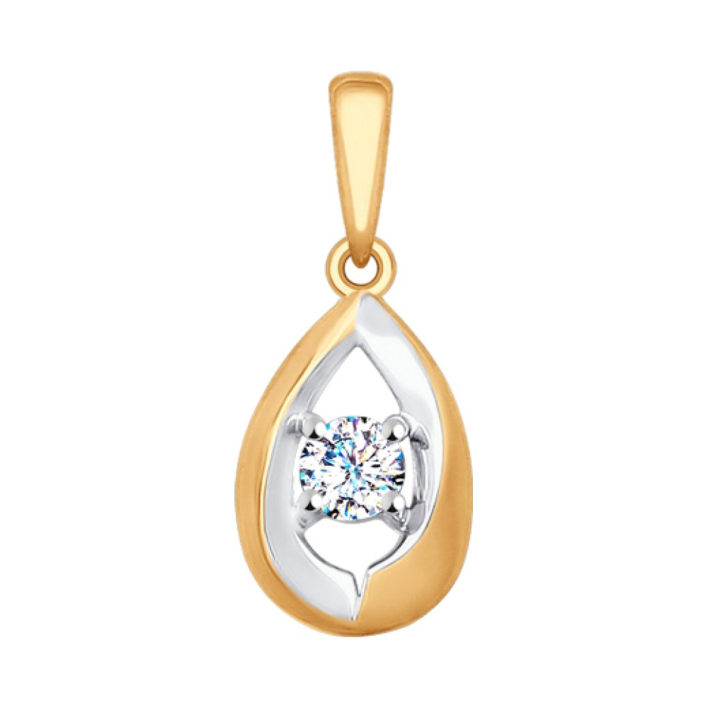 Золотая подвеска с фианитом № 163154