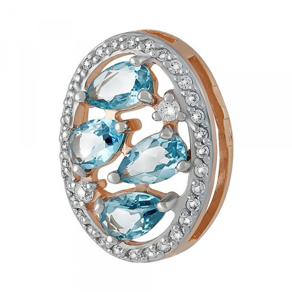 Золотая подвеска с топазом и фианитом № 135536