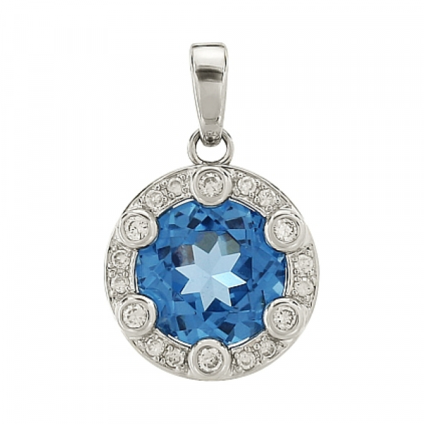 Серебряная подвеска с фианитом и имитац.шпинели № 30808