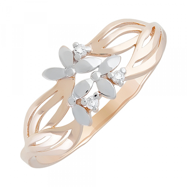 Золотое кольцо с фианитами № 128798