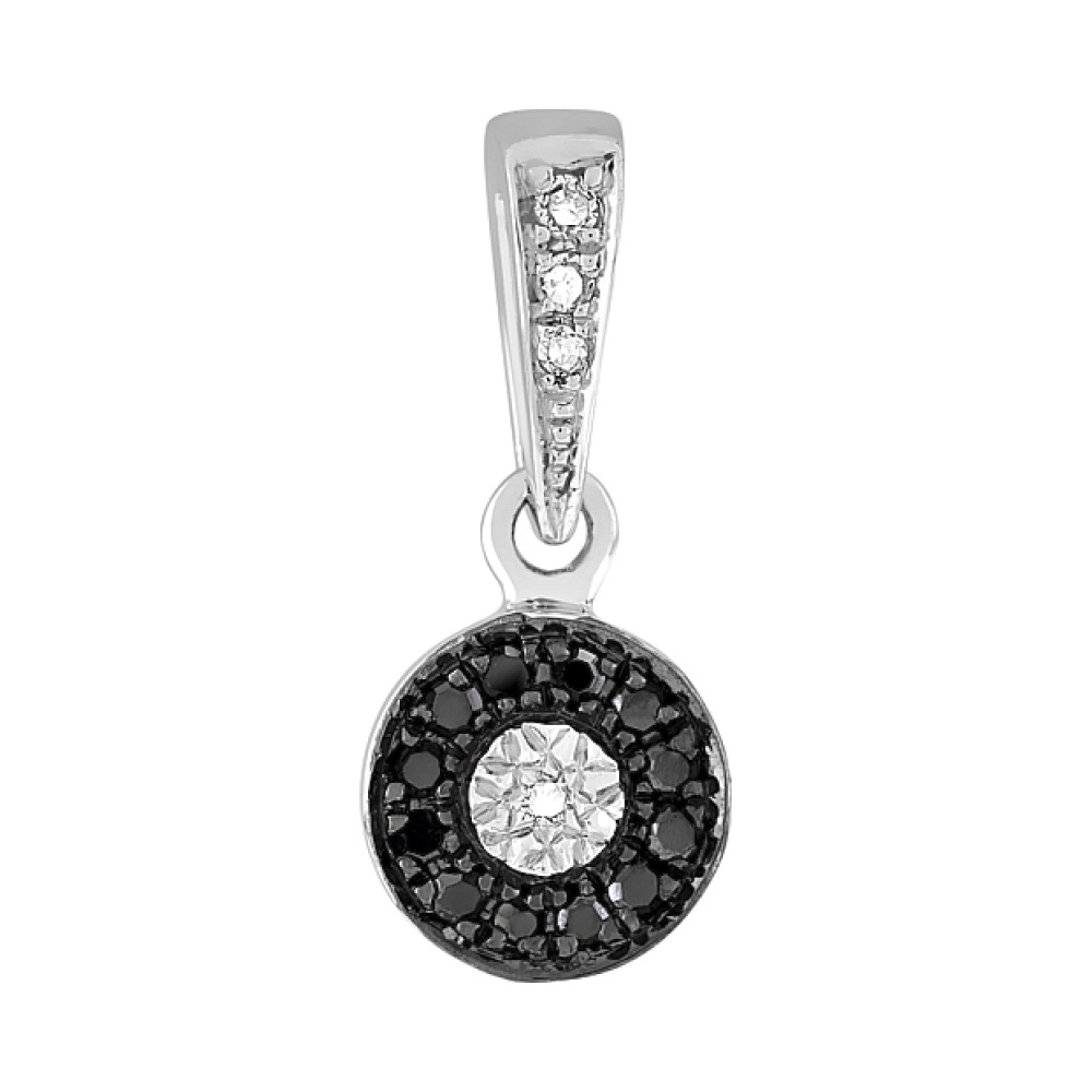 Подвеска с чёрными и белыми бриллиантами № 107037