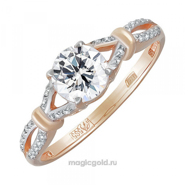 Золотое кольцо с фианитом № 137800