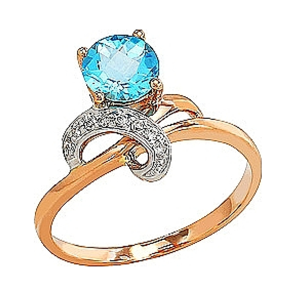 Золотое кольцо с бриллиантом и топазом № 82209