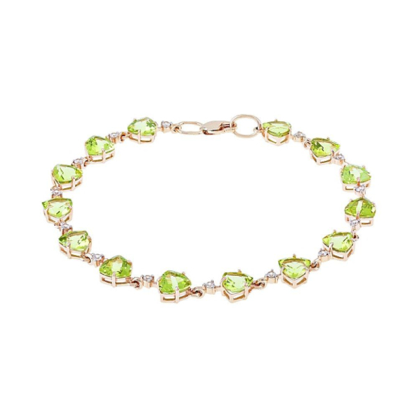 Золотой браслет с хризолитом и фианитом № 112048