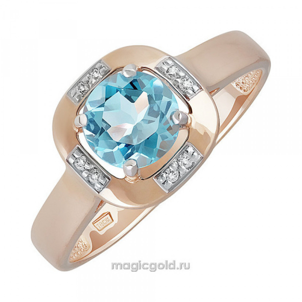 Золотое кольцо с топазом и фианитом № 139043