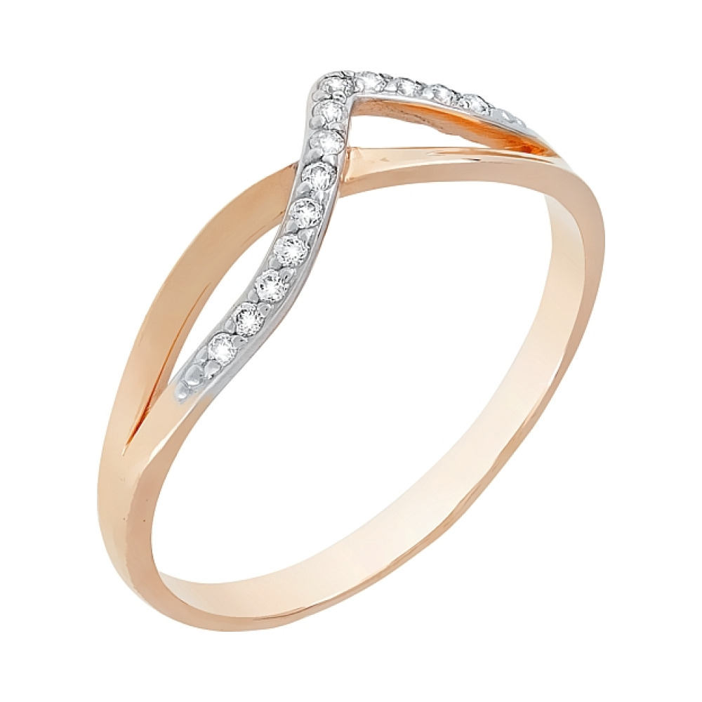 Золотое кольцо с фианитами № 107386