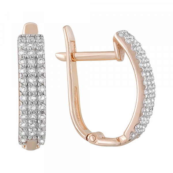 Золотые серьги с фианитами № 123341