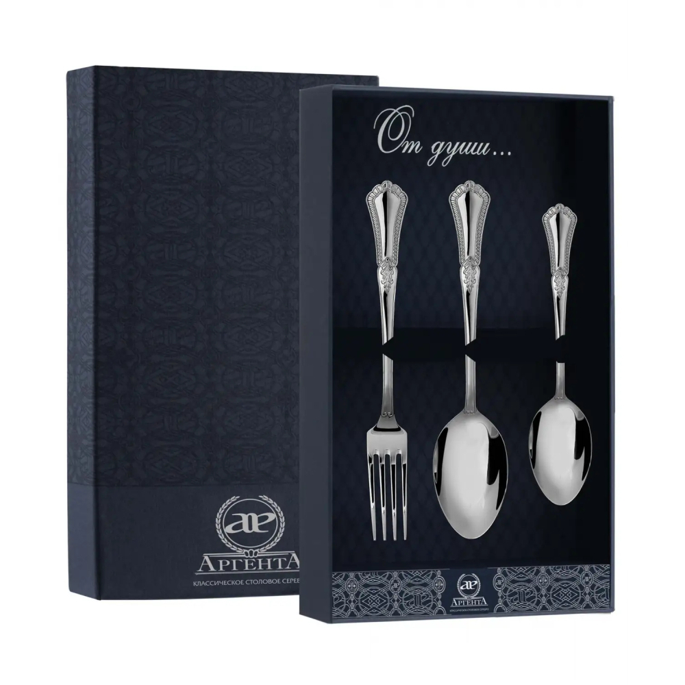 Набор десертный Фаворит: вилка, ложка, чайная ложка из серебра 925 пробы