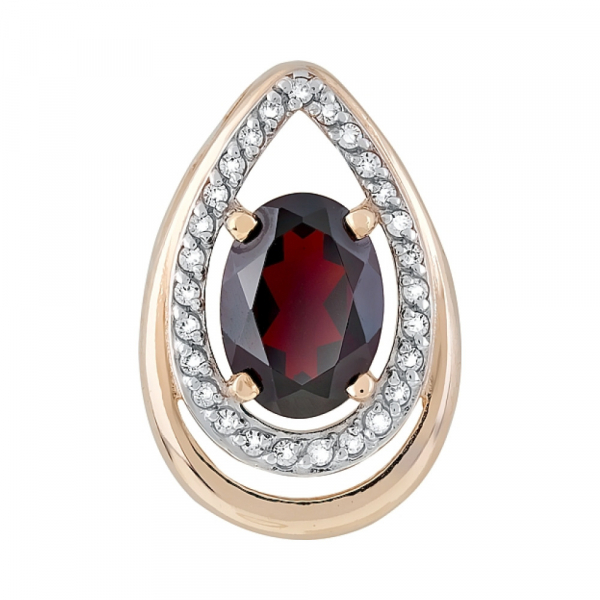 Золотая подвеска с гранатом и фианитом № 119318