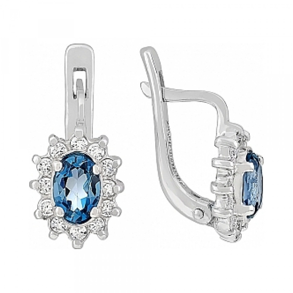 Золотые серьги с топазом и фианитом № 115733