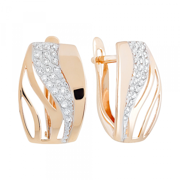 Золотые серьги с фианитом № 130020