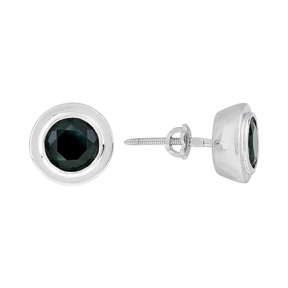 Серебряные серьги с имитац.кварца № 108395