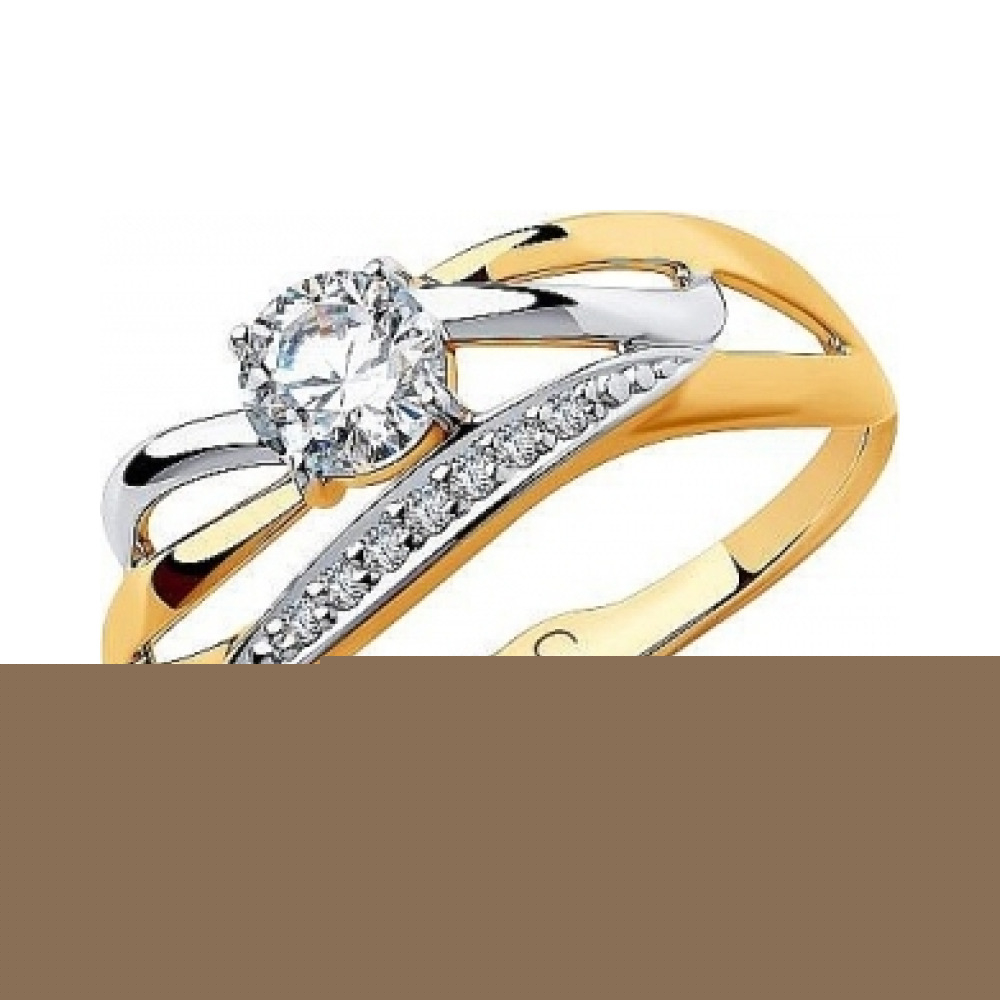 Золотое кольцо с бриллиантом и рубином № 113732