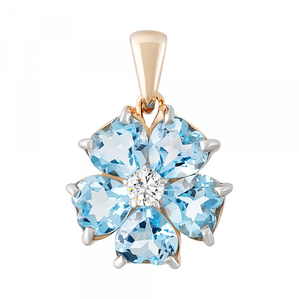 Золотая подвеска с топазом и фианитом № 107823