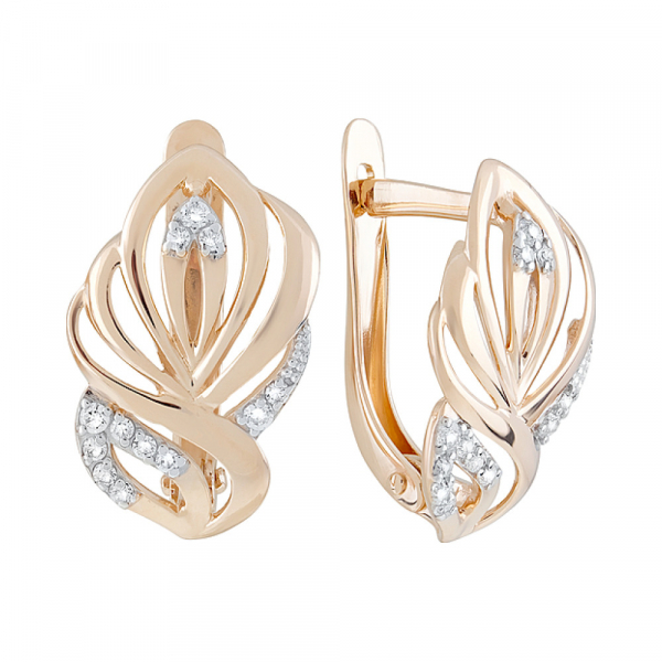 Золотые серьги с фианитами № 127454