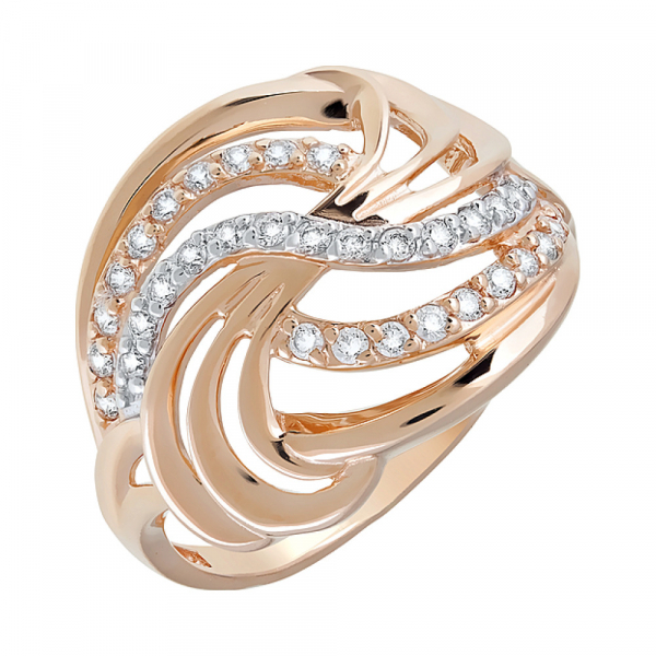 Золотое кольцо с фианитами № 123945