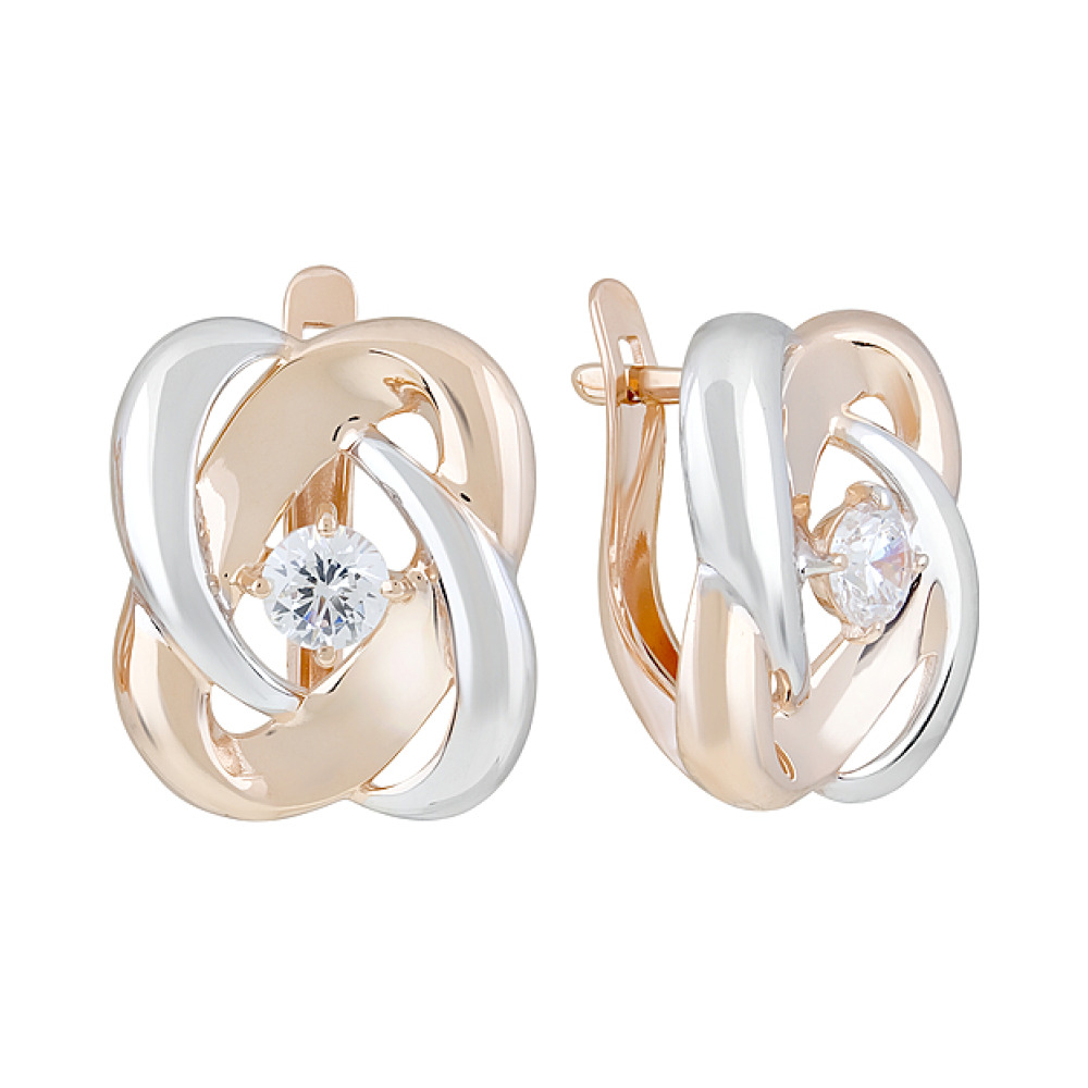 Золотые серьги с фианитами № 127868