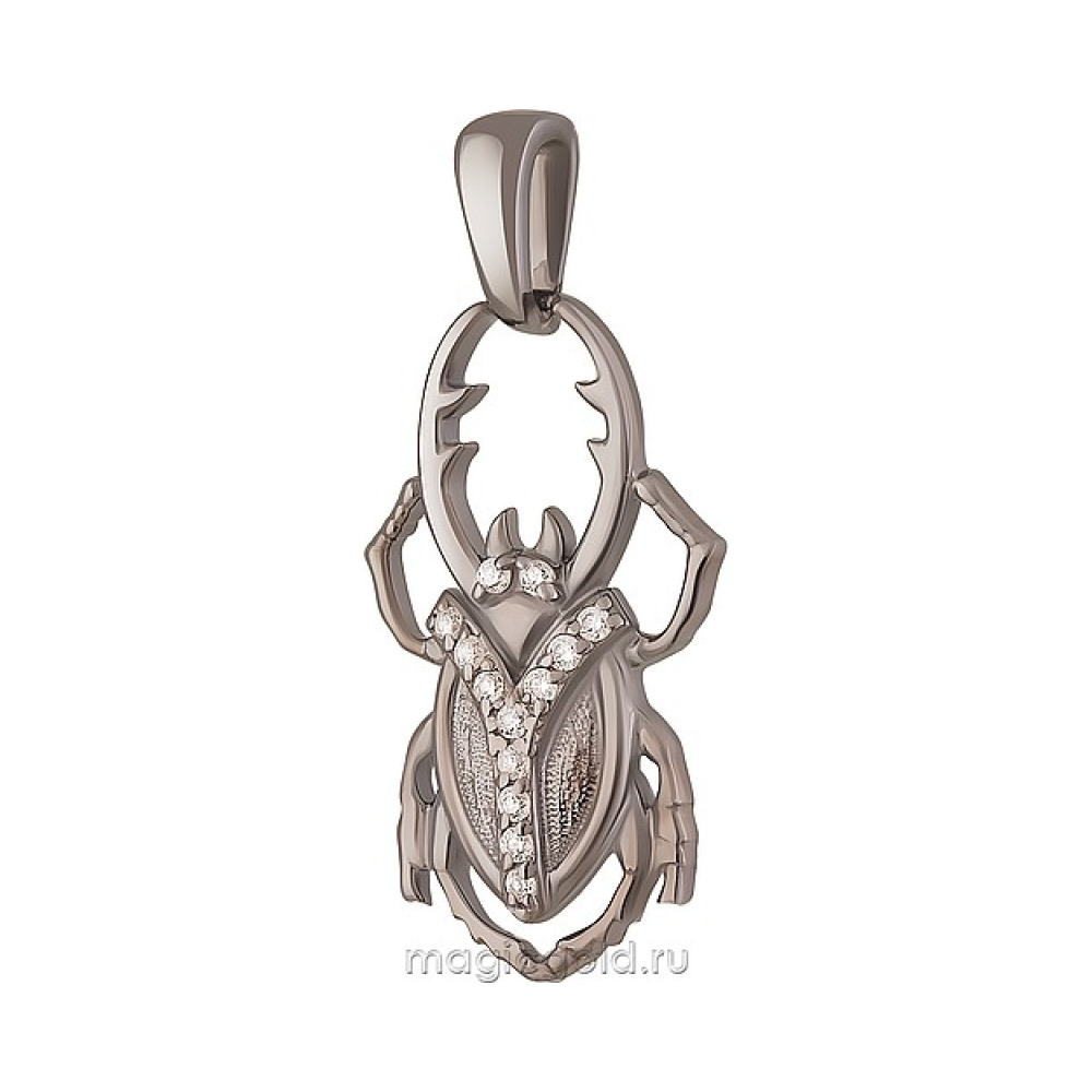 Серебряная подвеска с фианитом и черным покрытием № 163090