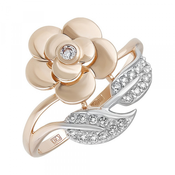 Золотое кольцо с фианитом № 135415