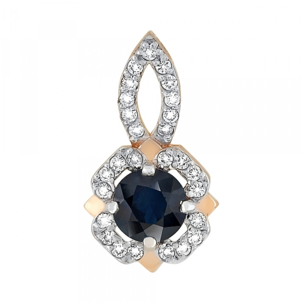 Золотая подвеска с бриллиантом и сапфиром № 119134