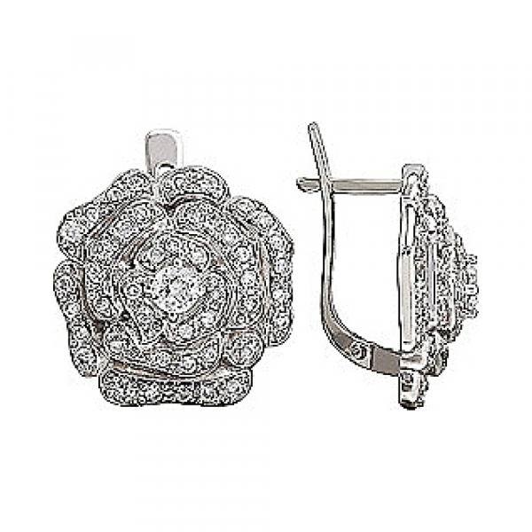 Серебряные серьги с фианитом № 76742