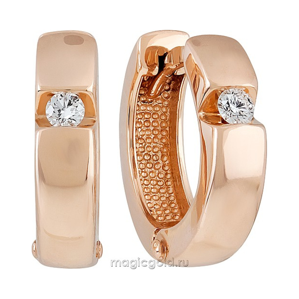 Золотые серьги с бриллиантом № 159765