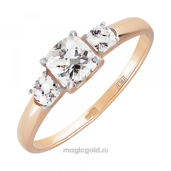 Золотое кольцо с кристаллом swarovski № 155837