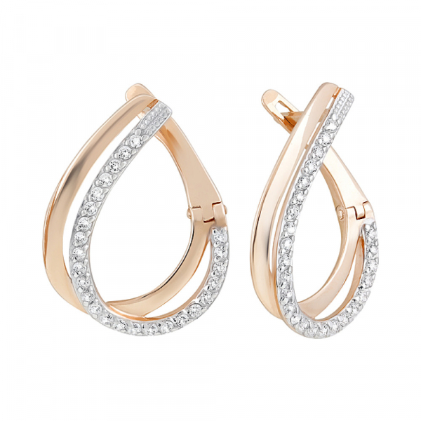 Золотые серьги с фианитами № 126751