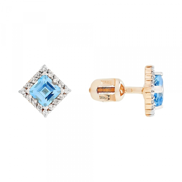 Пуссеты с топазом и фианитом № 106430