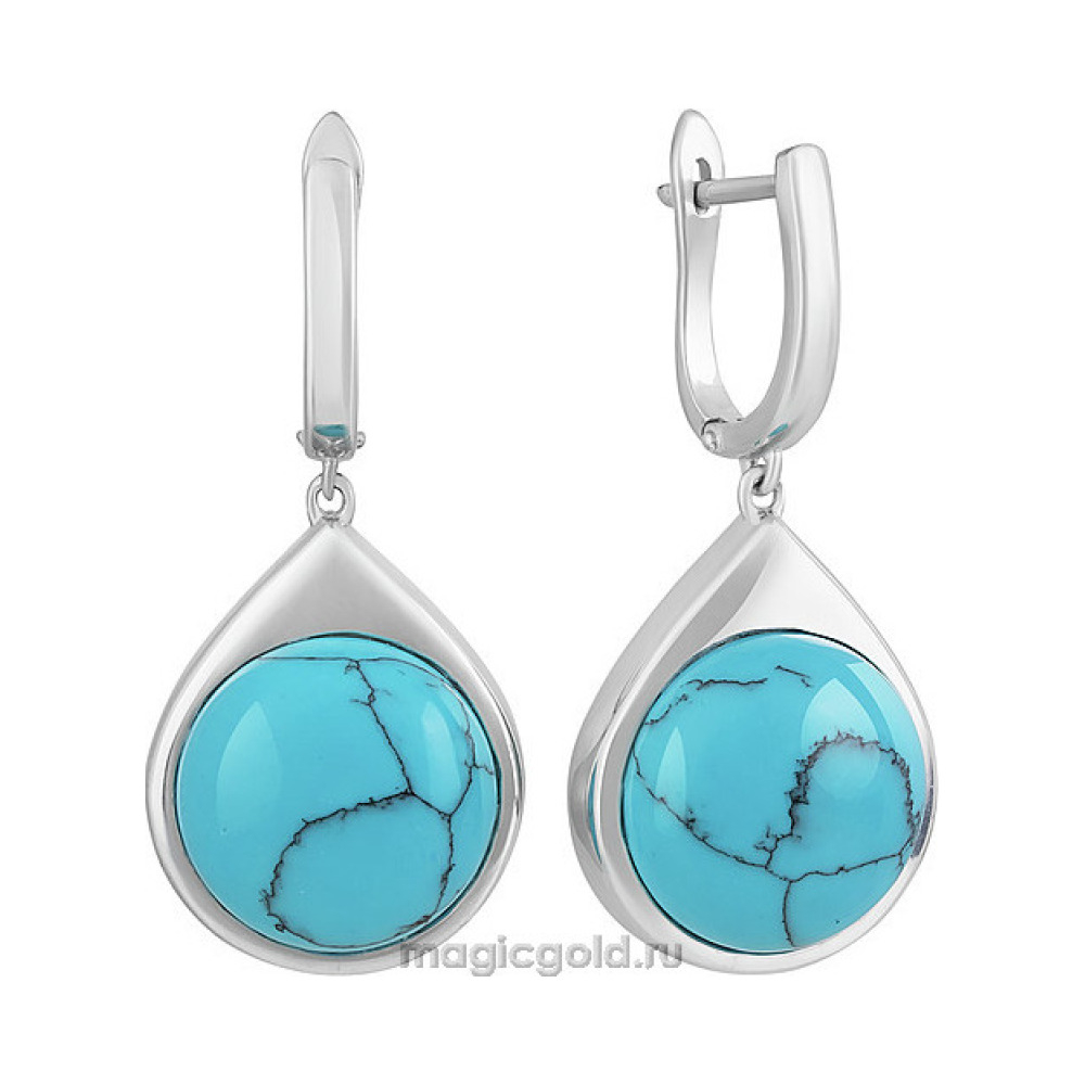 Серебряные серьги с бирюзой № 151405