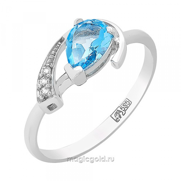 Золотое кольцо с топазом и фианитами № 83282
