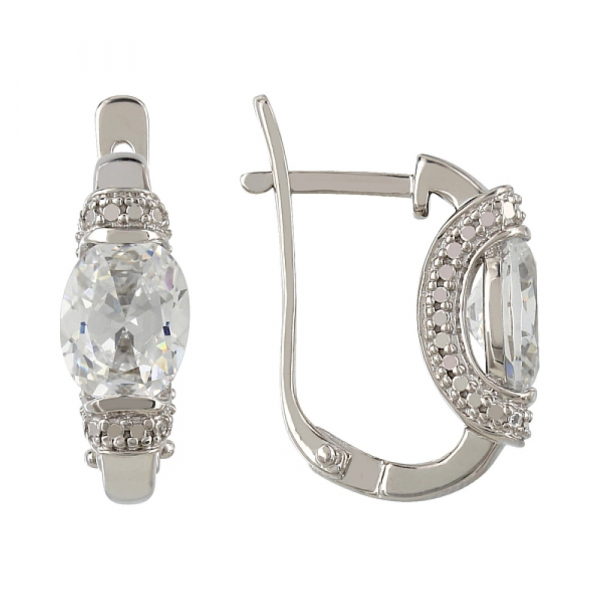 Серебряные серьги с фианитом № 107217