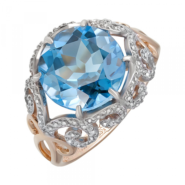 Золотое кольцо с топазом и фианитом № 124101