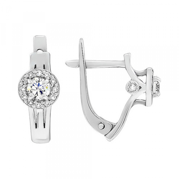 Золотые серьги с бриллиантом № 128809