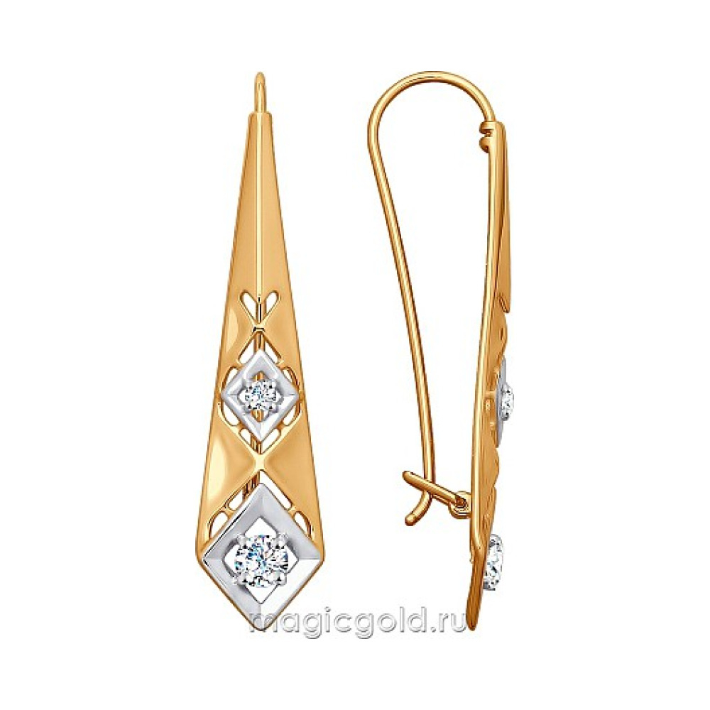 Золотые серьги с фианитом № 163950