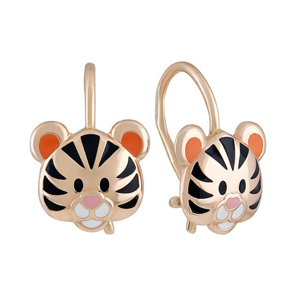 Золотые серьги с эмалью № 135984