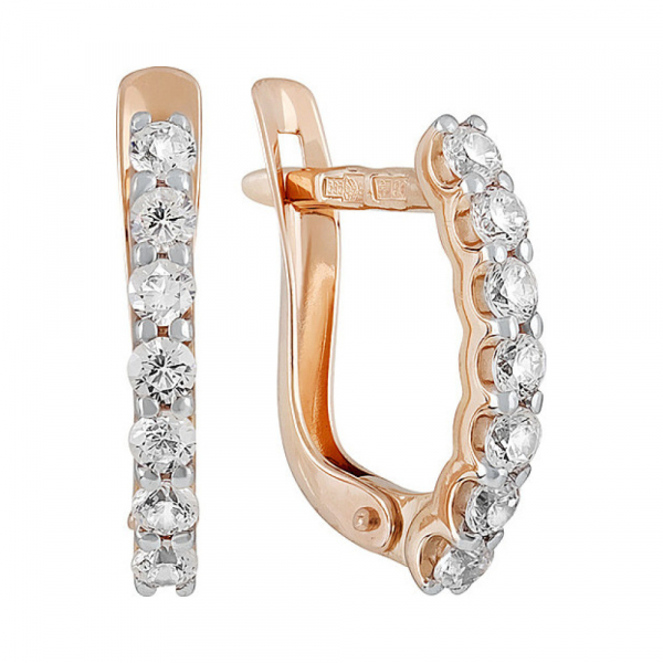 Золотые серьги с фианитом № 134367