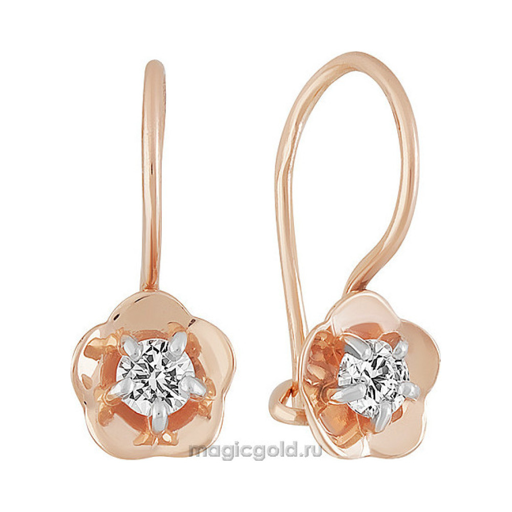 Золотые серьги с кристаллом swarovski № 160284