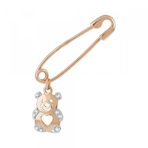 Золотая брошь с фианитом № 137169