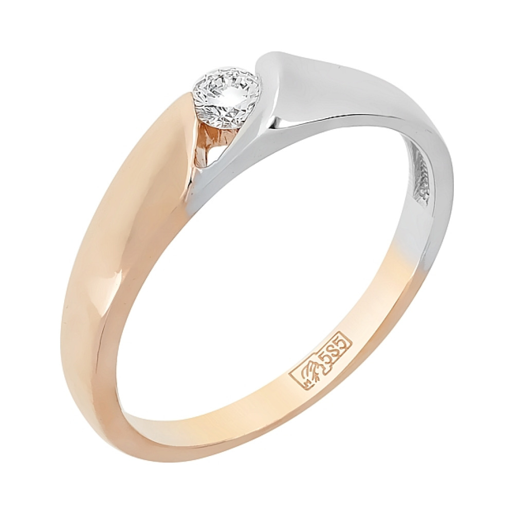 Золотое кольцо с бриллиантом № 98868