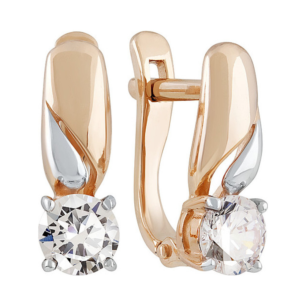 Золотые серьги с фианитом № 135397