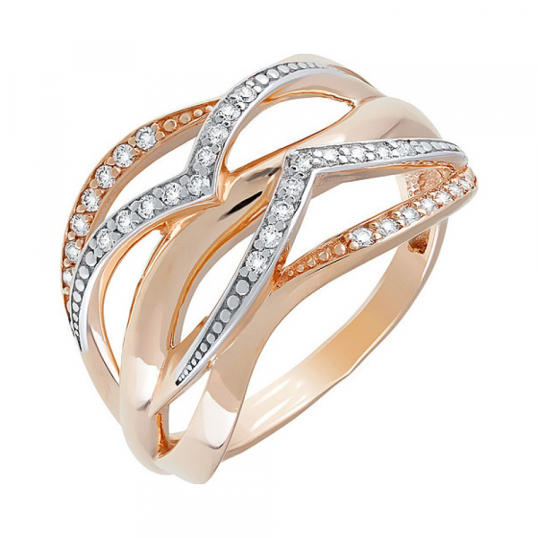 Золотое кольцо с фианитом № 123947