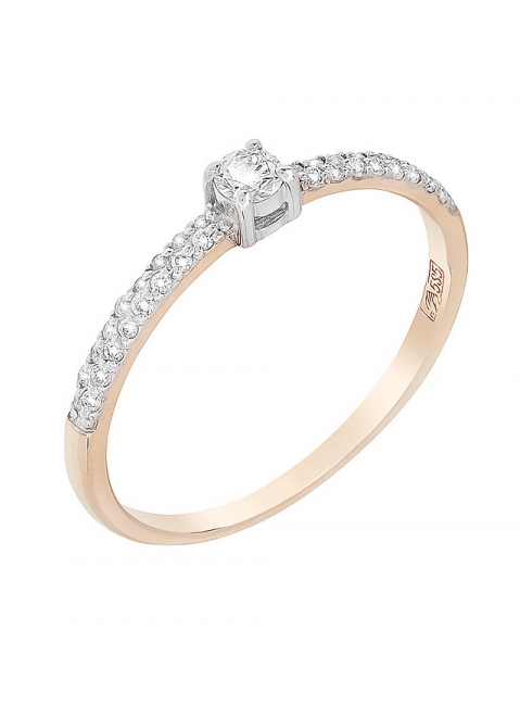 Золотое кольцо с бриллиантом № 110835