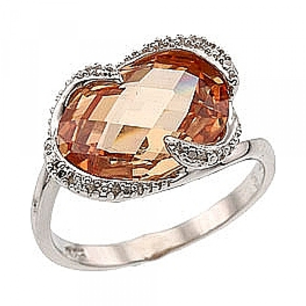 Серебряное кольцо с фианитом № 34115