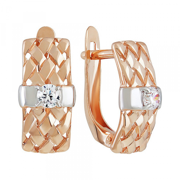 Золотые серьги с фианитом № 138014
