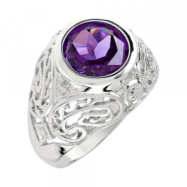 Серебряное кольцо с имитац. шпинели и фианитом № 108385